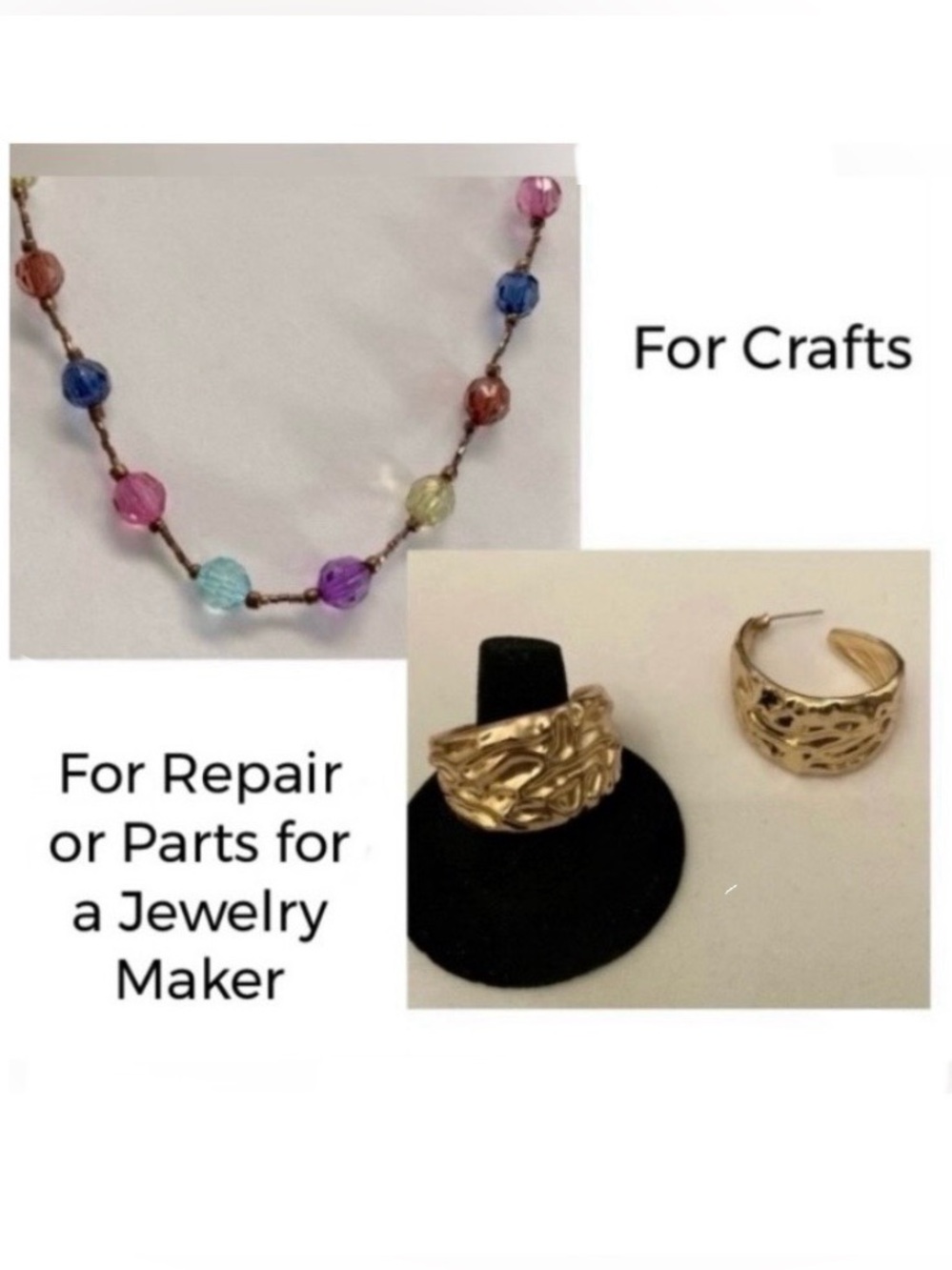 Colorful Beaded Necklace and Gold Earrings